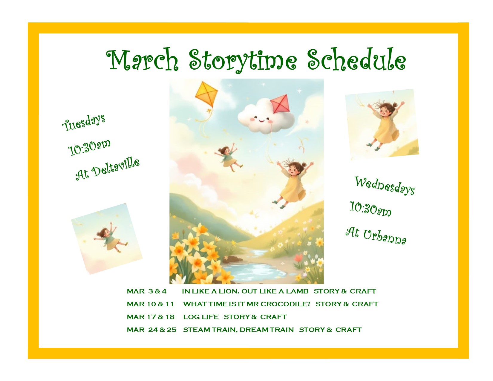 March Storytime Schedule
